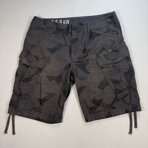 G-Star Raw Rovic Camo Zip Bermuda Cargo Shorts Men's 38 (fits 40x11) Gray Cotton